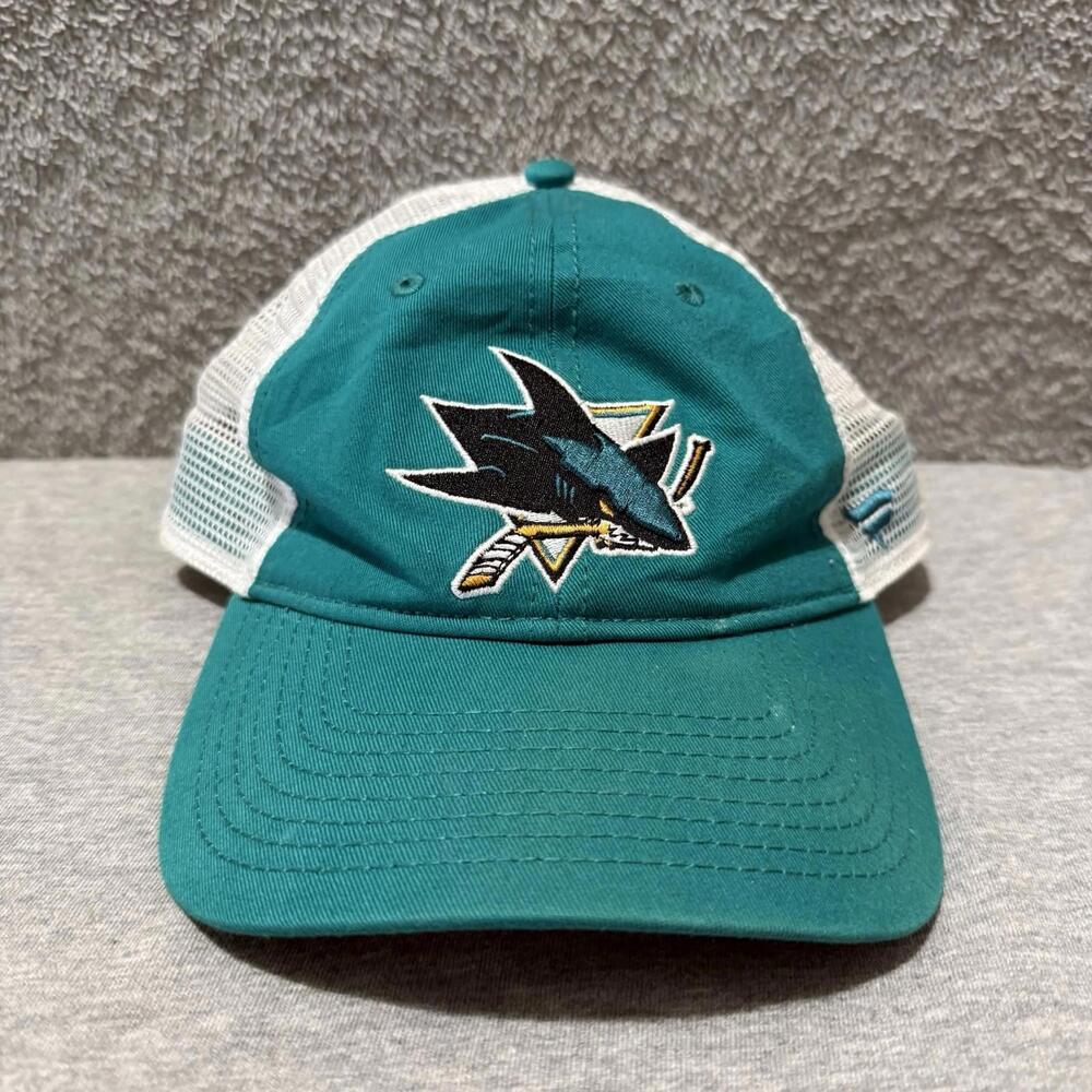 Fanatics Teal and White Mesh Baseball Cap with Shark Patch